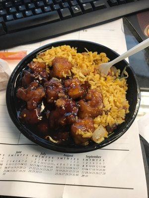 The smallest lunch special I have ever seen. General tsos and fried rice