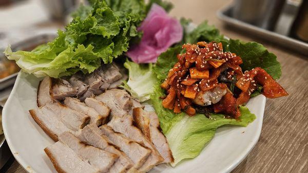 Small Bossam $22.95: Sliced Steam Pork Belly w/ Vegetable