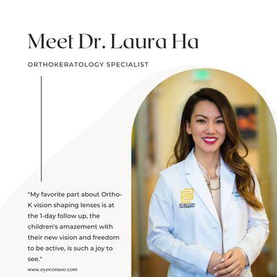 Have you met our Ortho-k specialist, Dr. Ha?
She is passionate about myopia control and has treated hundred of patients with myopia.