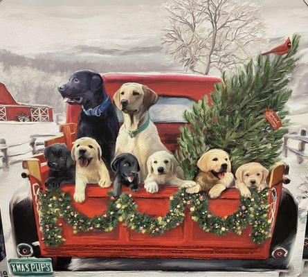 Christmas pups wall hanging