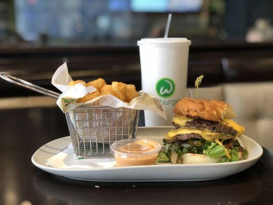 The Double Burger and tater tots.