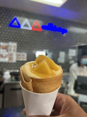 Seasonal mango crepe