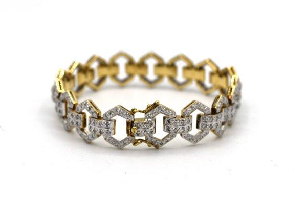 Deco-era 18k white and yellow gold geometric diamond bracelet