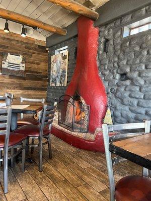 Fireplace in the dining room