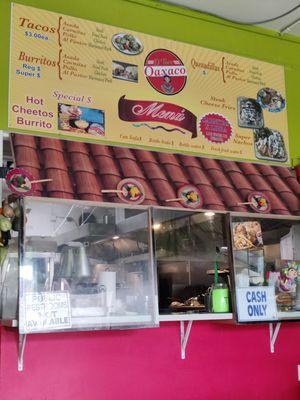 Inside counter and menu