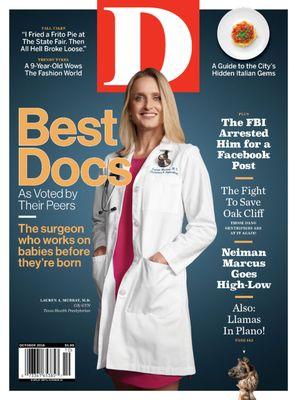 Dr. Natalie Wright is one of D Magazine's doctors of the year in 2018! We're very thankful, D Magazine has been a Dallas mainstay forever.