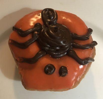 Happy Halloween! Creepy crawly donut w/orange & chocolate icing. Cute & yummy!