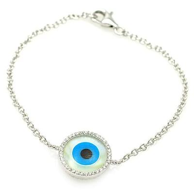 Silver rhodium plated eye bracelet