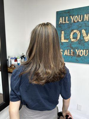 Balayage and layered cut