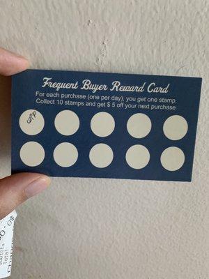 Loyalty reward card, doesn't expire