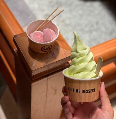 Lychee Mochi Ice Cream & Honeydew Melon Soft Serve