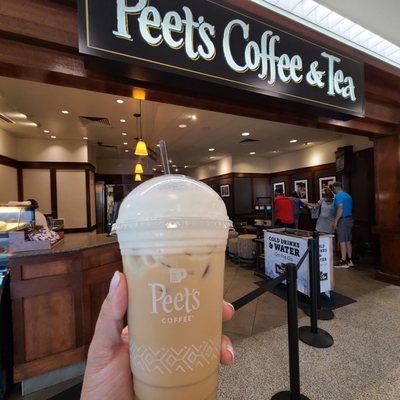 Iced Caramel Latte with Almond Milk and Whipped Cream