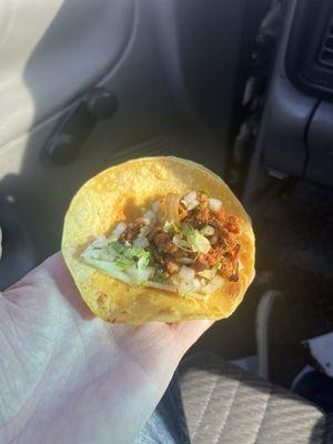 Sad Al pastor taco.