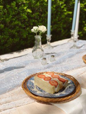 Strawberry Sando on a picnic setup