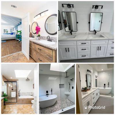 Before and after photo of our master bathroom