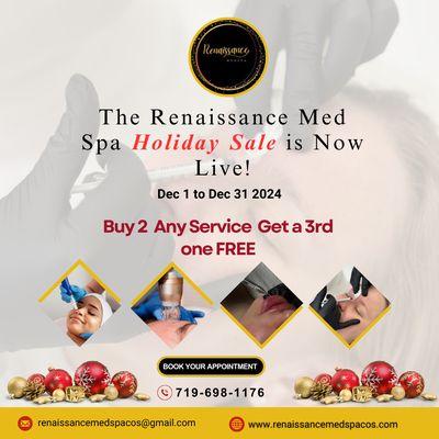 Our Holiday Sale is Now Live at Renaissance Med Spa. Enjoy exclusive offers on treatments you love.