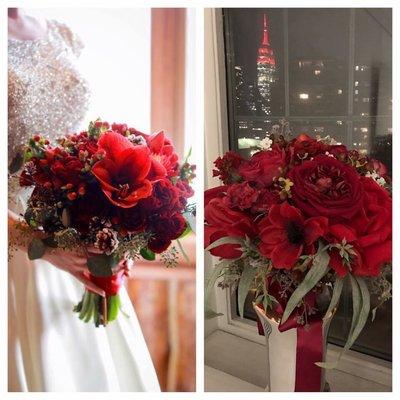 Original and silk flower recreation of my wife's wedding bouquet which pany helped me recreate for Valentine's Day!