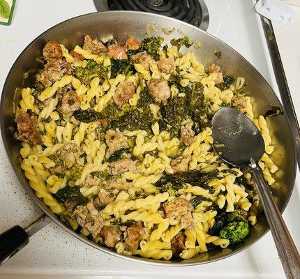 Gemelli with broccoli rabe and your sausage