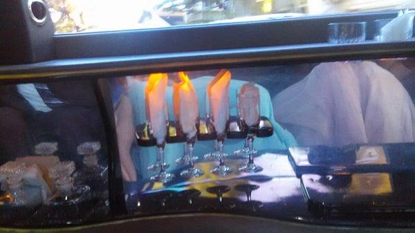 Inside of the limo.