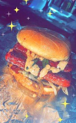 American with Grilled Jalapeños and  hot god added