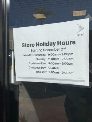 Holiday Hours