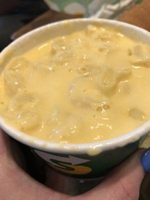 Mac and cheese. Soupy