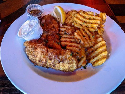 Fish and chips. $16. Very hearty portion of fish!