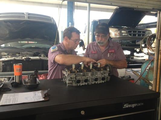 cliff and charlie working on a 4 cylinder head