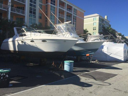 boats getting cleaned