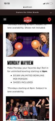 UNHONORED ad about unlimited bowling, Where's the fine print saying "must ask"??