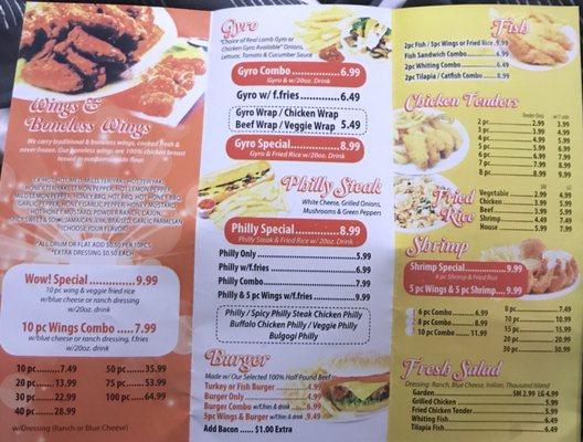 Menu Wow Wings Jonesboro,GA