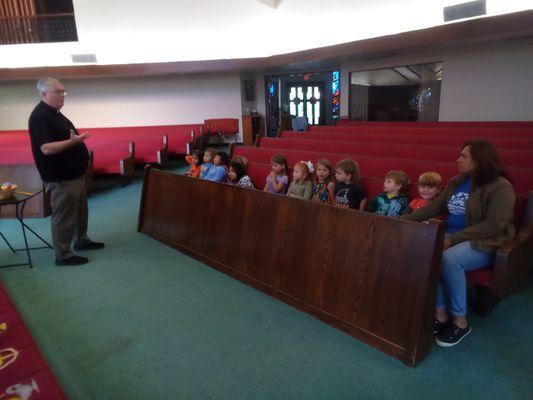 Pre-k class at Chapel on Thursdays with Pastor Horn