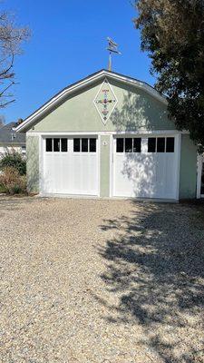 Beautiful new doors on a vintage garage.