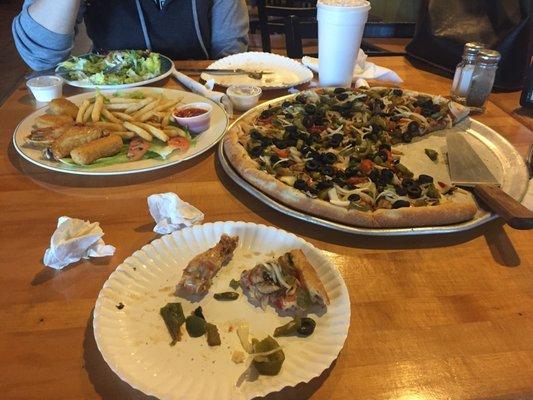 Carlos Special, platter sampler and a salad