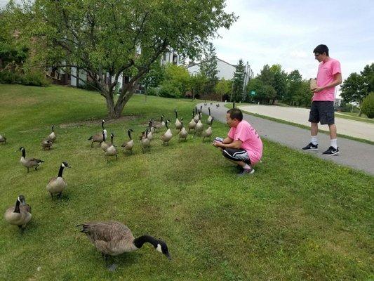 We shared our lunch with the neighbors.