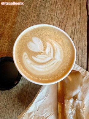 Vanilla latte and maple bar