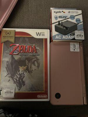 used dsi xl + charger and twilight princess for wii