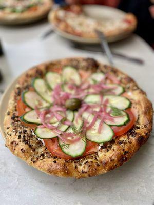 Everything Crust Smoked Salmon Pizza