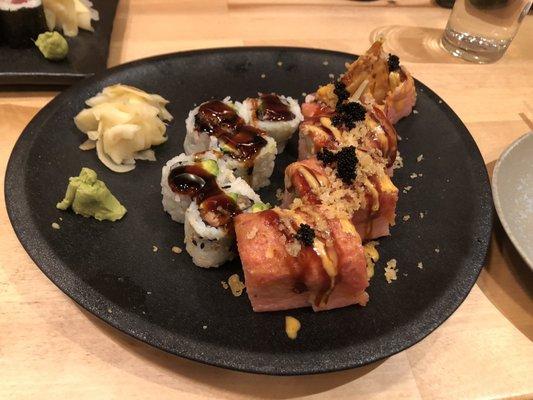 EEL AVOCADO; SHRIMP TEMPURA roll