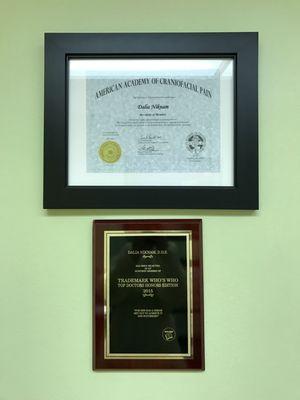 Awards of Dalia Niknam, DDS