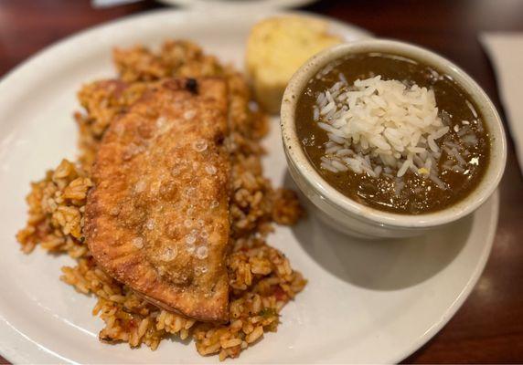 Jambalaya, Crawfish Pie and Chicken File Gumbo