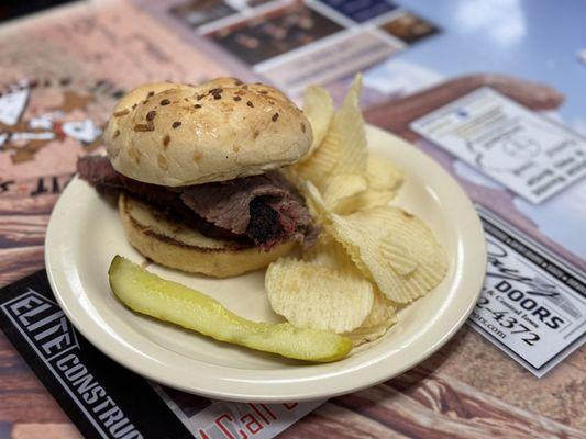 Sliced Beef Brisket Sandwich