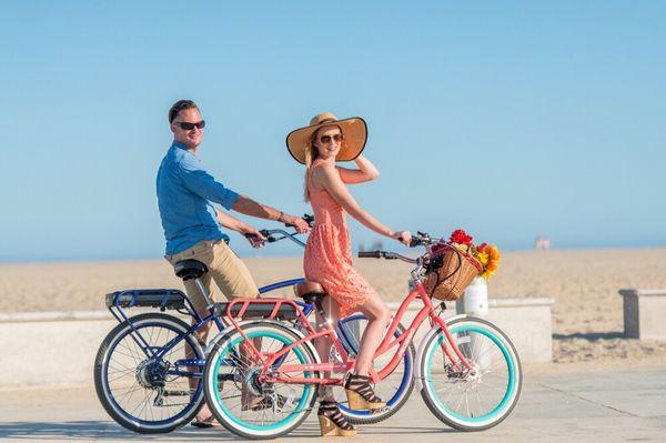 A romantic Pedego ride along the beach.