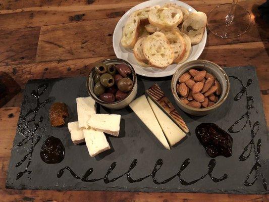 Triple creme Brie (left) and manchego (right)