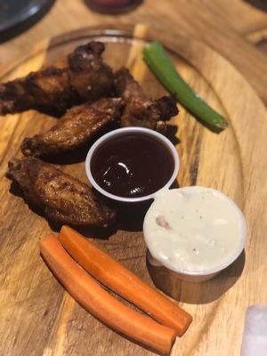 Smokehouse Wings - naked with sauce on the side. Crisped just right.