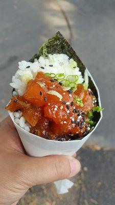 Gohan Sushi's Salmon Poke Hand Roll