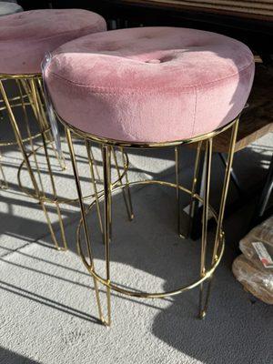 Pink velvet stool