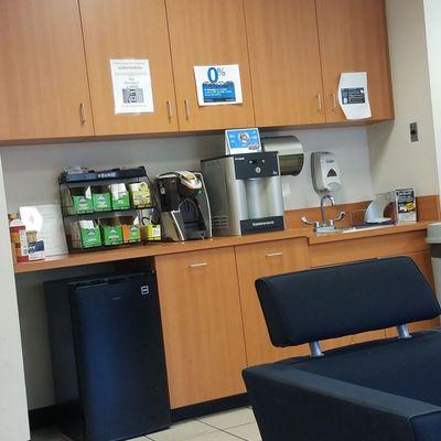 Customer lounge coffee station