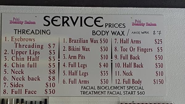 Services she offers at a very reasonable price.