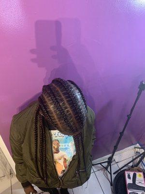 Feed in braids going back